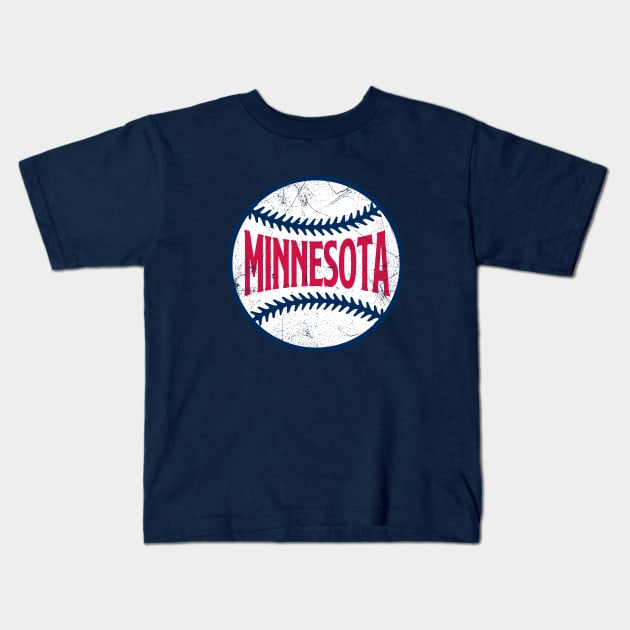 Minnesota Retro Baseball - Navy Kids T-Shirt by KFig21